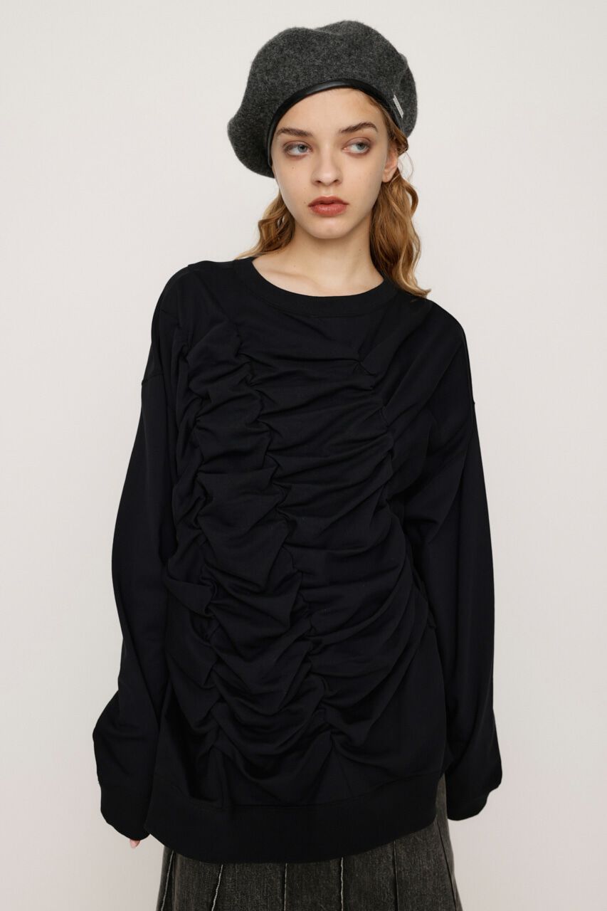 SLY「SHIRRING OVER SW トップス」|Tシャツ・カットソー|BLK
