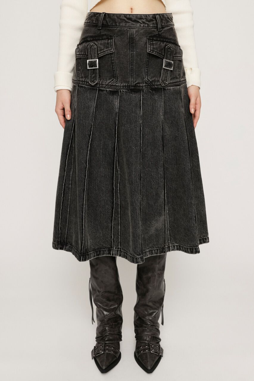 SLY「L／W OVER DYE PLEATS ミドルスカート」|スカート|
