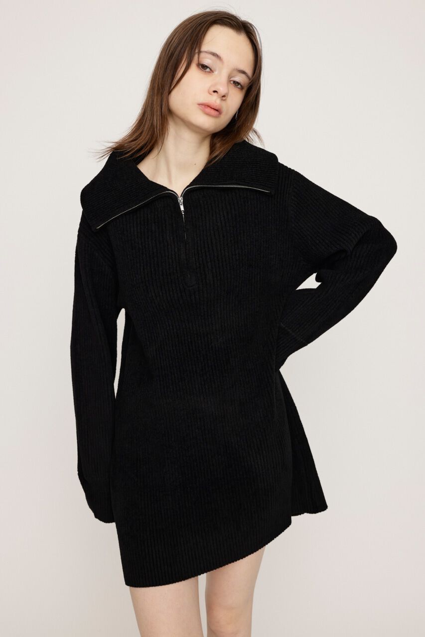 SLY「BIG COLLAR HALF ZIP ショートワンピース」|ワンピース|