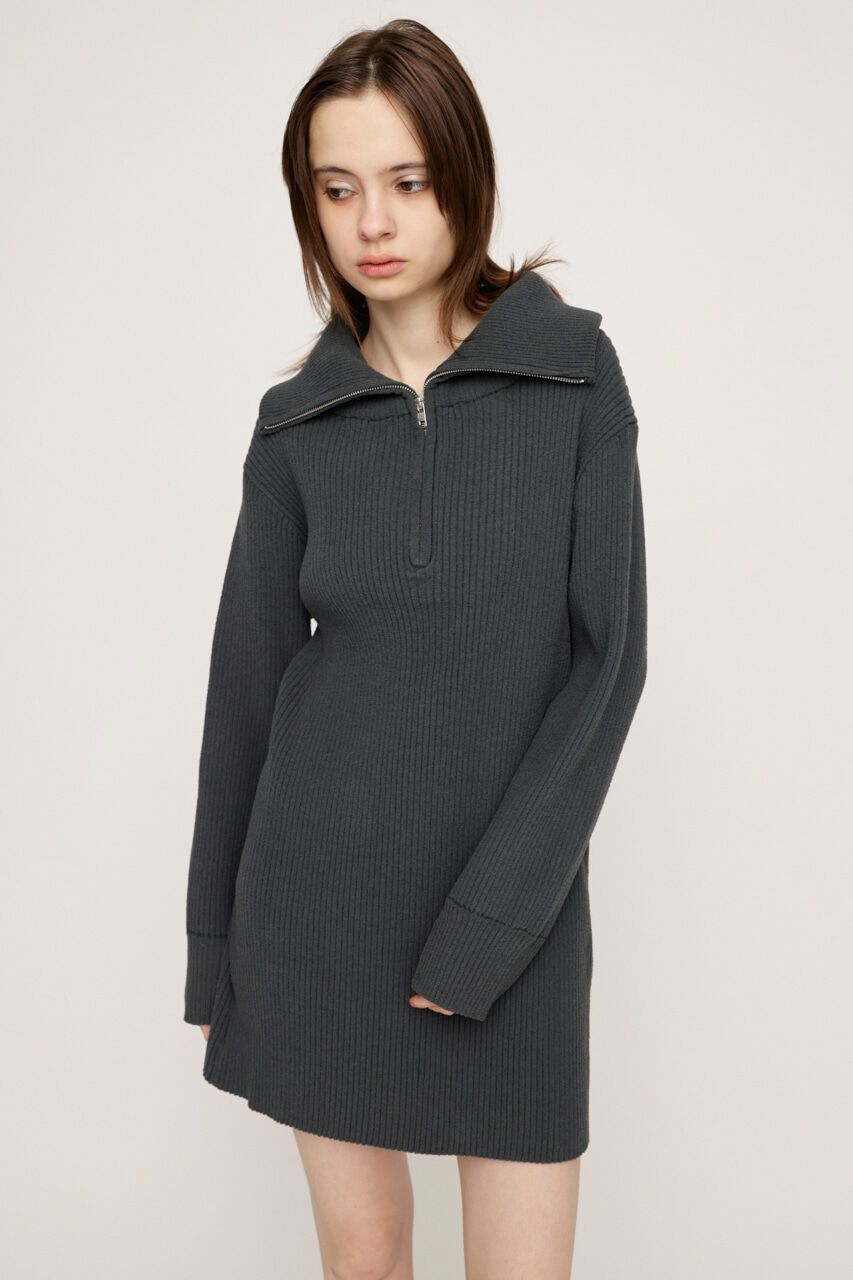 SLY「BIG COLLAR HALF ZIP ショートワンピース」|ワンピース|