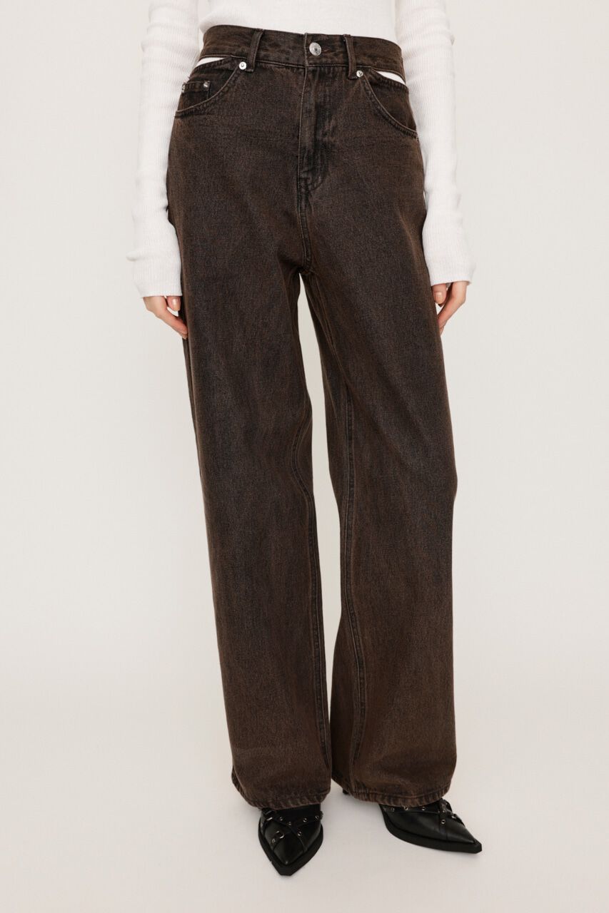 SLY「CUT OFF STRAIGHT パンツ」|デニム|BRN