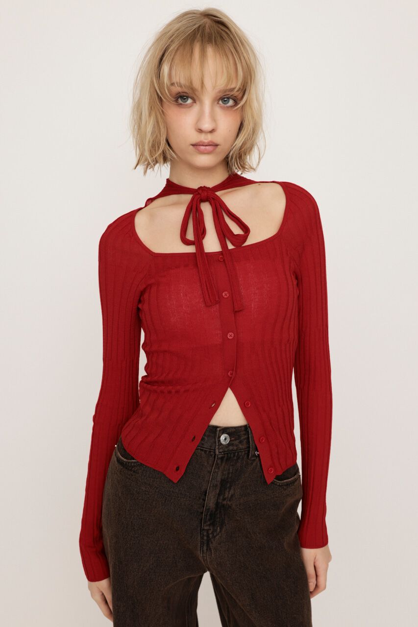SLY「TIE DESIGN HG トップス」|ニット・セーター|RED