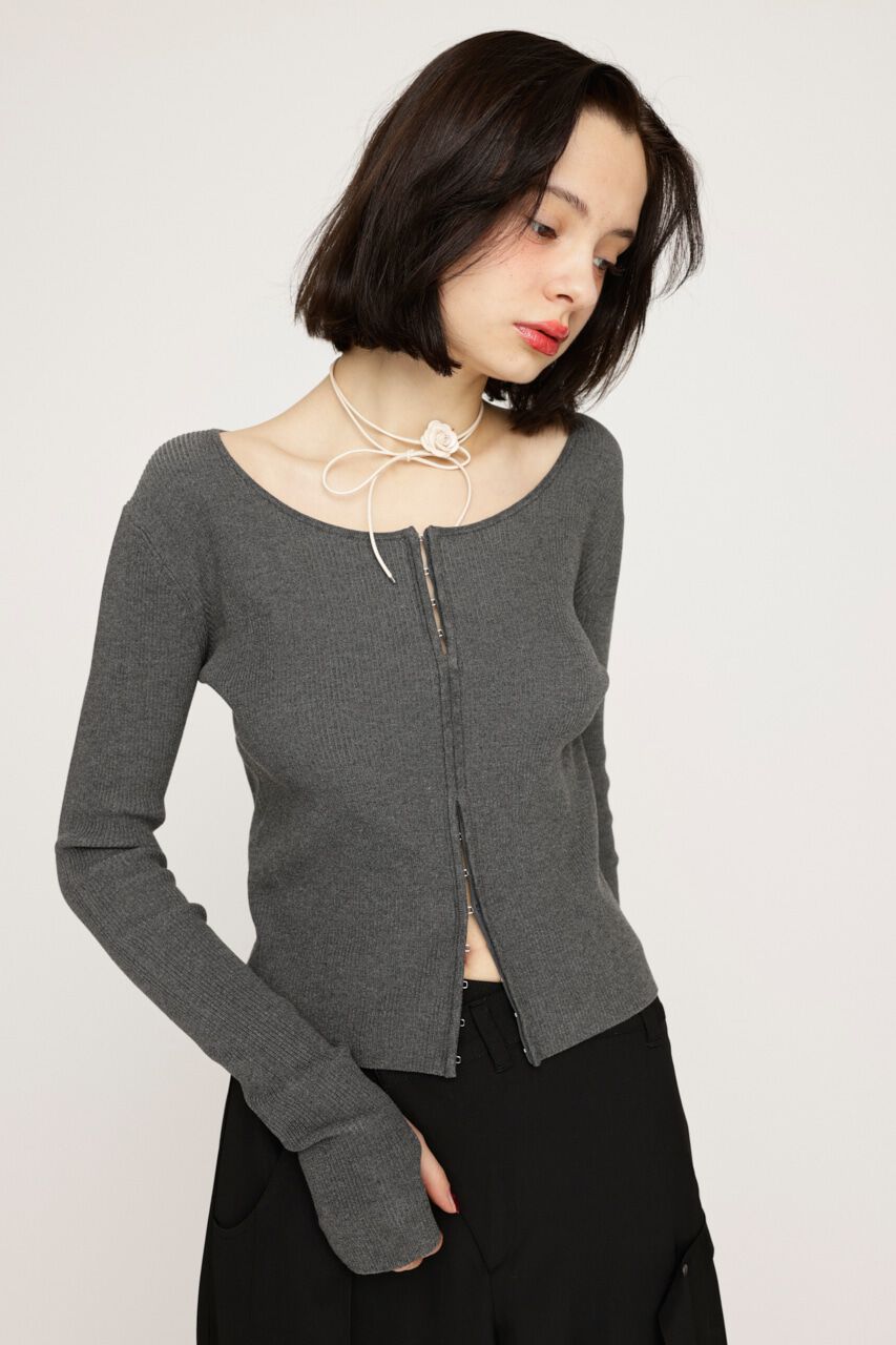 SLY「FRONT HOOK RIB トップス」|ニット・セーター|T.GRY