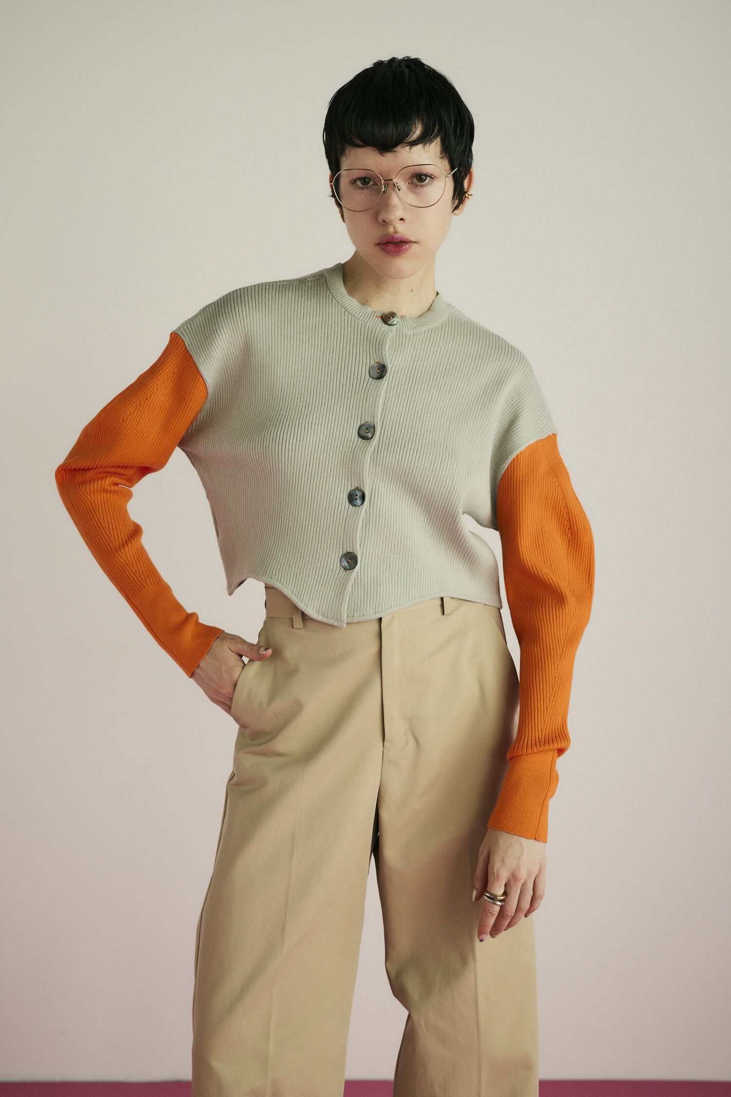 HeRIN.CYE「Wave hem 2way  knit tops」|ニット・セーター|GRY