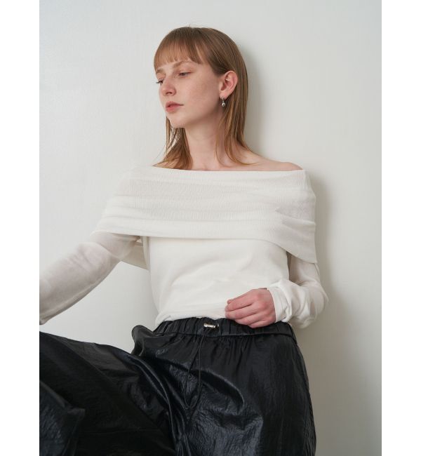 ELENDEEK「SHEER KNIT OFF SHOULDER」|ニット・セーター|オフホワイト