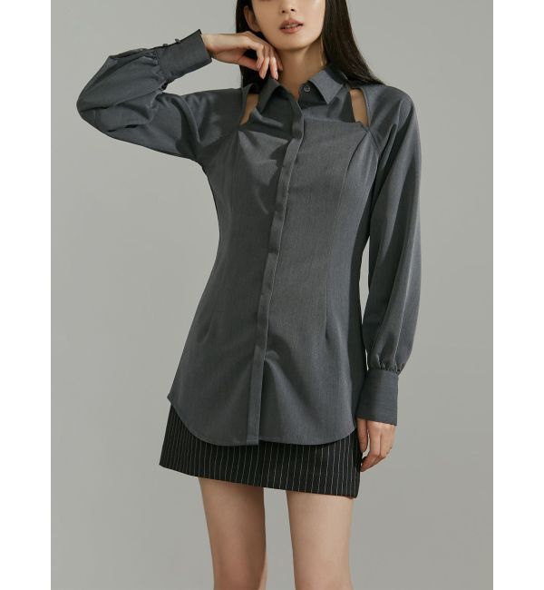 RESEXXY「ポイントオープンシャツ」|シャツ・ブラウス|チャコールグレー
