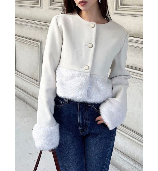 RESEXXY「ヘムファーシャイニーブルゾン」|ブルゾン・スタジャン|オフホワイト