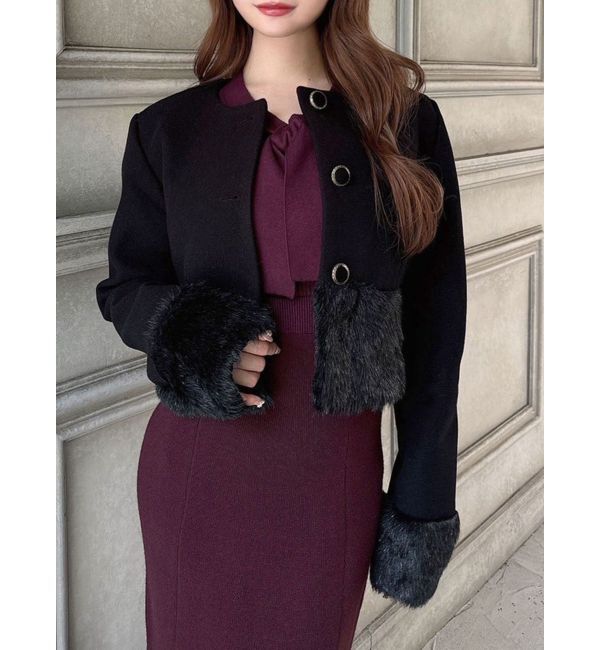 RESEXXY「ヘムファーシャイニーブルゾン」|ブルゾン・スタジャン|ブラック