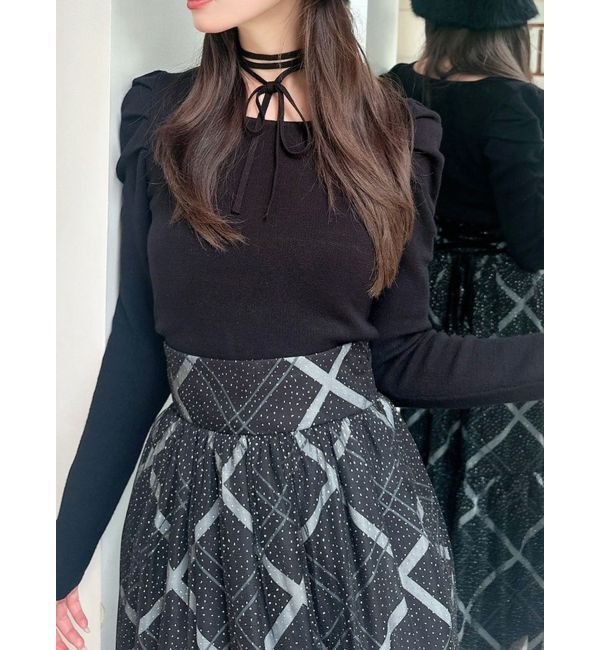 RESEXXY「チョーカーデザインニットトップス」|ニット・セーター|ブラック