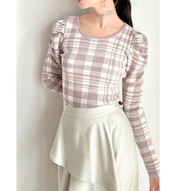 RESEXXY「チョーカーデザインニットトップス」|ニット・セーター|ベージュ