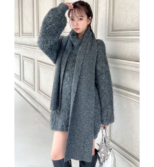 RESEXXY「ルーズマフラーニットチュニック」|ワンピース|