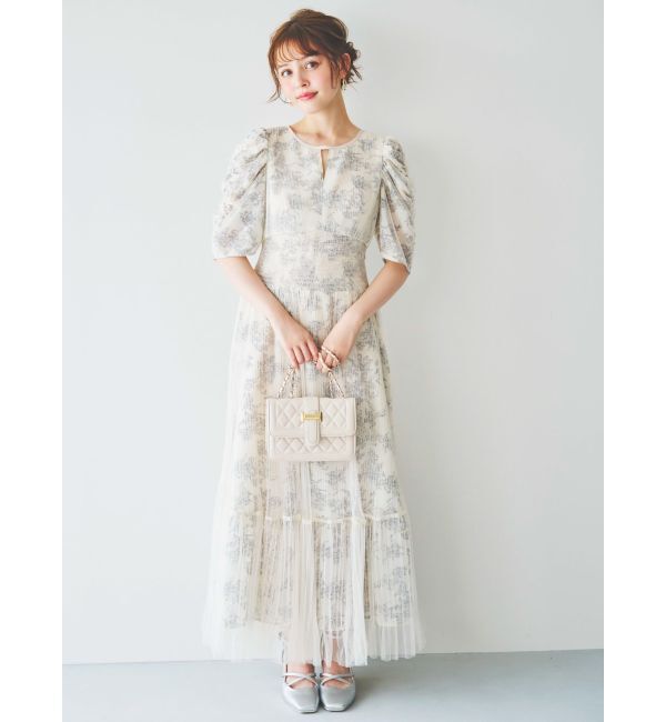 dazzlin「チュールフラワープリーツドレス」|ワンピース|