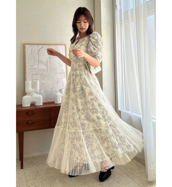 dazzlin「チュールフラワープリーツドレス」|ワンピース|