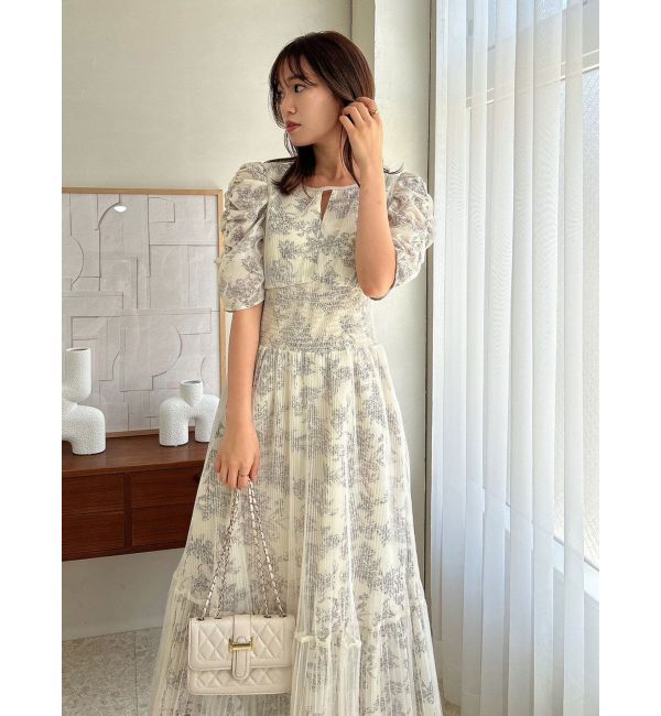 dazzlin「チュールフラワープリーツドレス」|ワンピース|