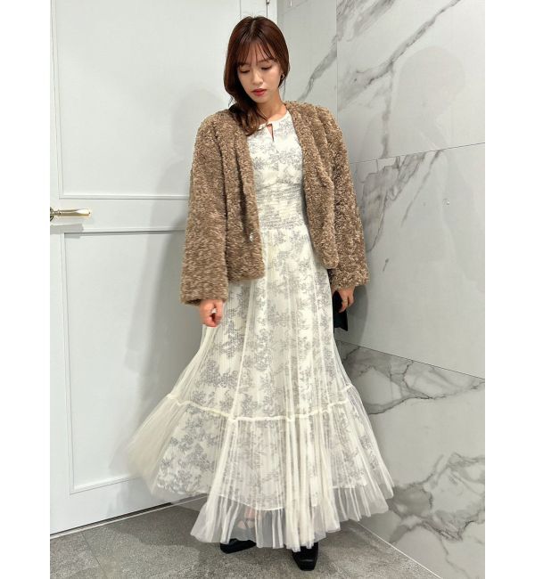 dazzlin「チュールフラワープリーツドレス」|ワンピース|