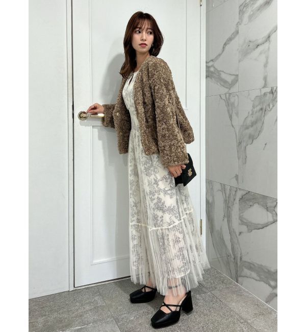 dazzlin「チュールフラワープリーツドレス」|ワンピース|