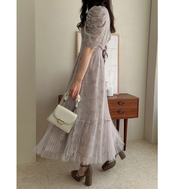 dazzlin「チュールフラワープリーツドレス」|ワンピース|