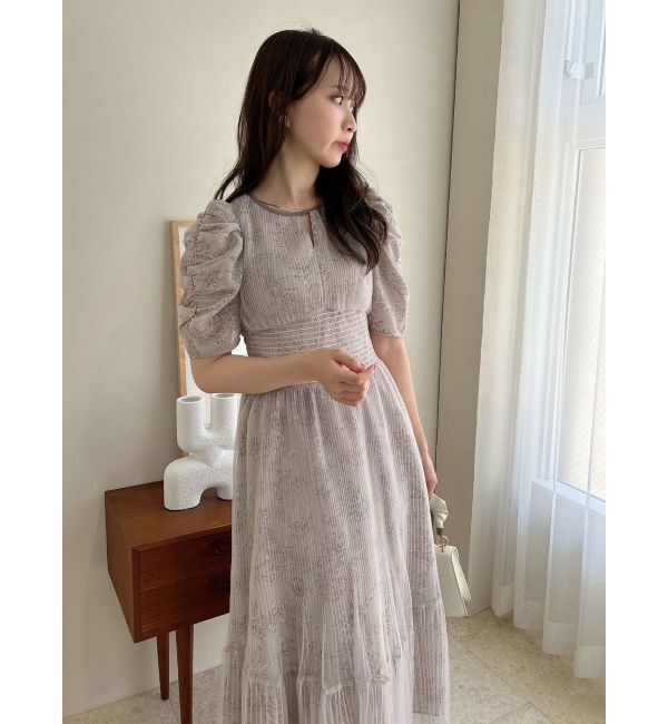 dazzlin「チュールフラワープリーツドレス」|ワンピース|