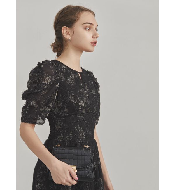 dazzlin「チュールフラワープリーツドレス」|ワンピース|