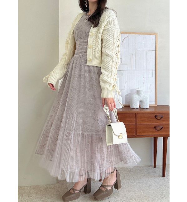 dazzlin「チュールフラワープリーツドレス」|ワンピース|