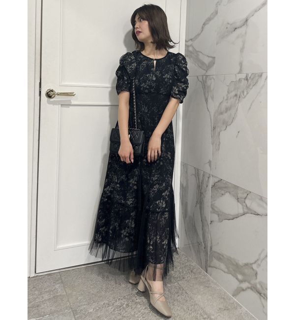 dazzlin「チュールフラワープリーツドレス」|ワンピース|