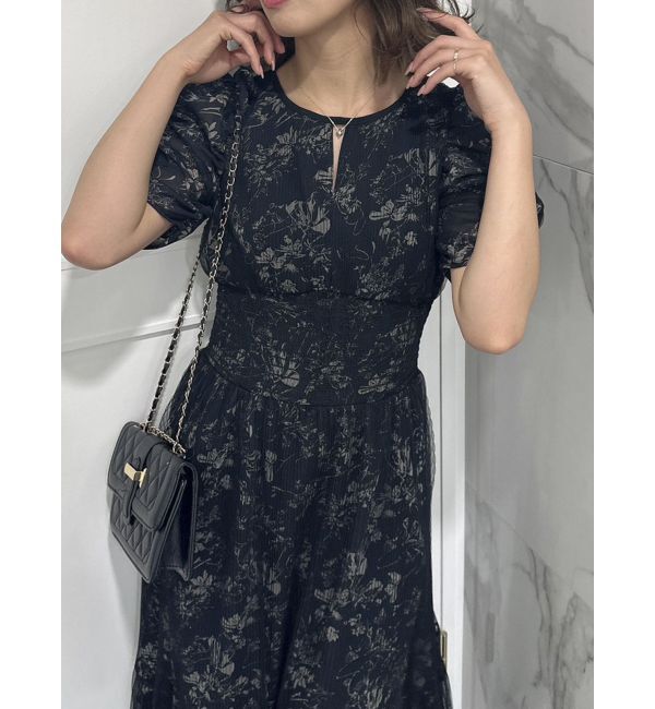 dazzlin「チュールフラワープリーツドレス」|ワンピース|