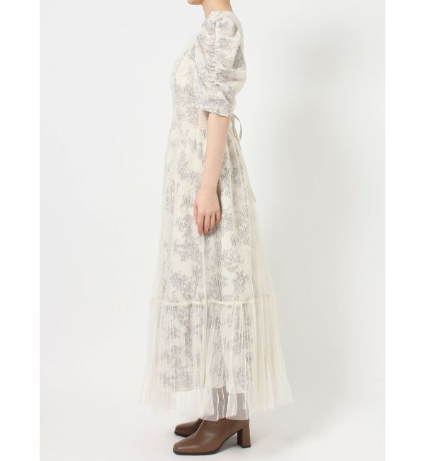 dazzlin「チュールフラワープリーツドレス」|ワンピース|