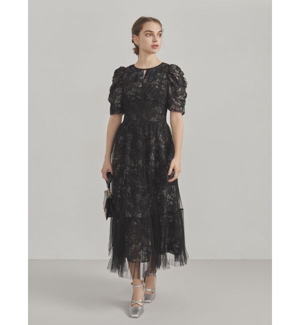 dazzlin「チュールフラワープリーツドレス」|ワンピース|