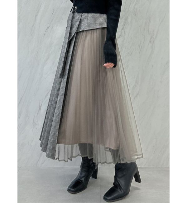 dazzlin「チュールレイヤードプリーツスカート」|スカート|グレー