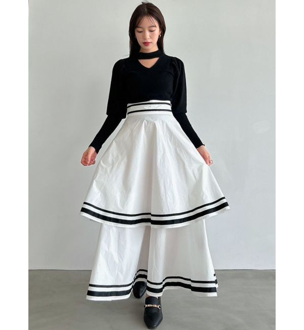 dazzlin「バイカラーラインティアードスカート」|スカート|