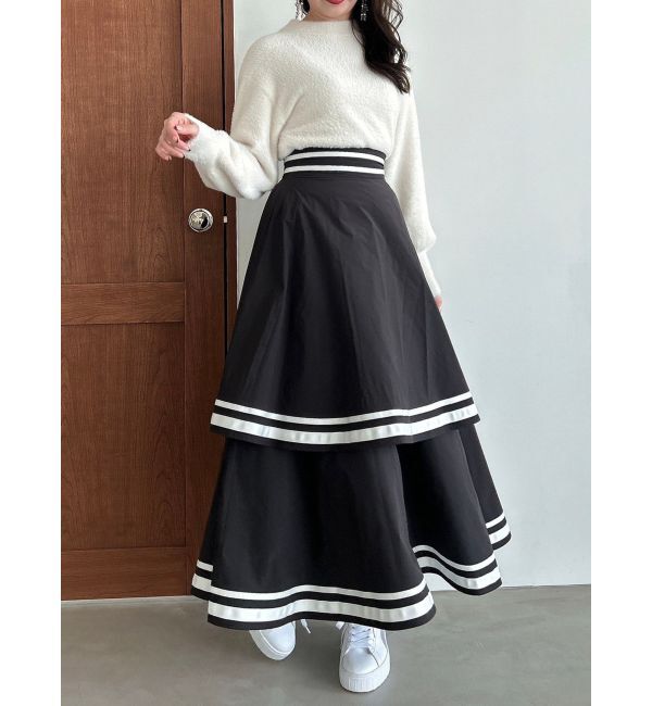 dazzlin「バイカラーラインティアードスカート」|スカート|