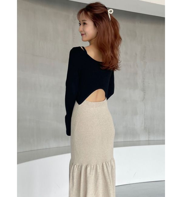 dazzlin「カーデレイヤーバックオープンニットワンピース」|ワンピース|