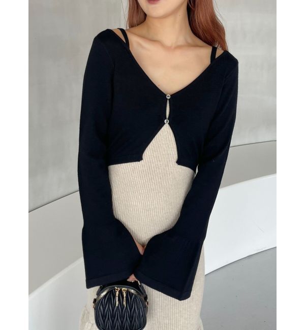 dazzlin「カーデレイヤーバックオープンニットワンピース」|ワンピース|