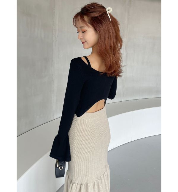 dazzlin「カーデレイヤーバックオープンニットワンピース」|ワンピース|