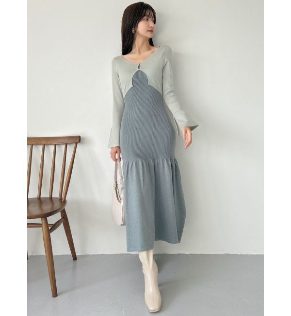 dazzlin「カーデレイヤーバックオープンニットワンピース」|ワンピース|
