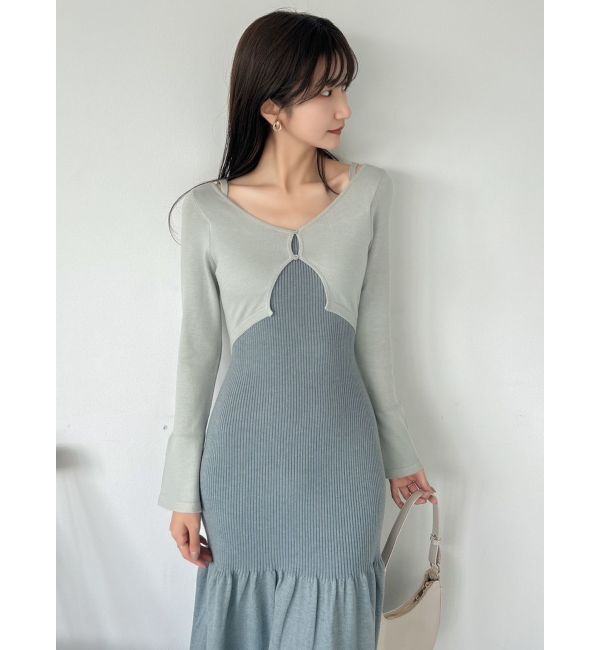 dazzlin「カーデレイヤーバックオープンニットワンピース」|ワンピース|