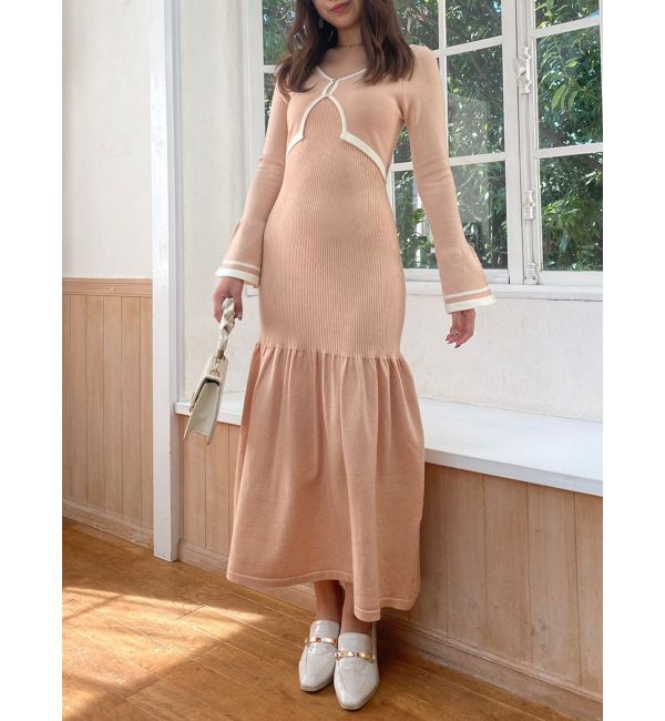 dazzlin「カーデレイヤーバックオープンニットワンピース」|ワンピース|