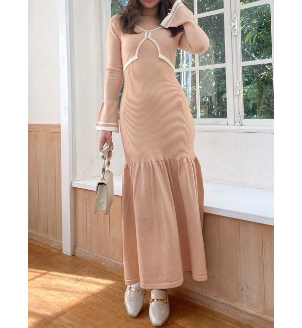 dazzlin「カーデレイヤーバックオープンニットワンピース」|ワンピース|