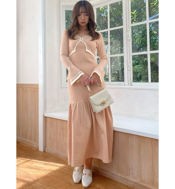 dazzlin「カーデレイヤーバックオープンニットワンピース」|ワンピース|