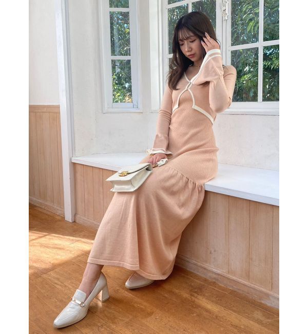 dazzlin「カーデレイヤーバックオープンニットワンピース」|ワンピース|