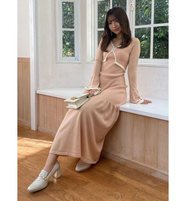 dazzlin「カーデレイヤーバックオープンニットワンピース」|ワンピース|