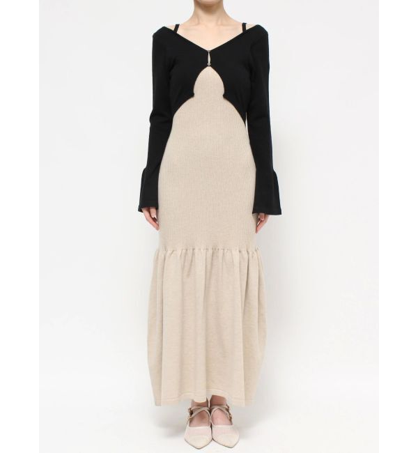 dazzlin「カーデレイヤーバックオープンニットワンピース」|ワンピース|
