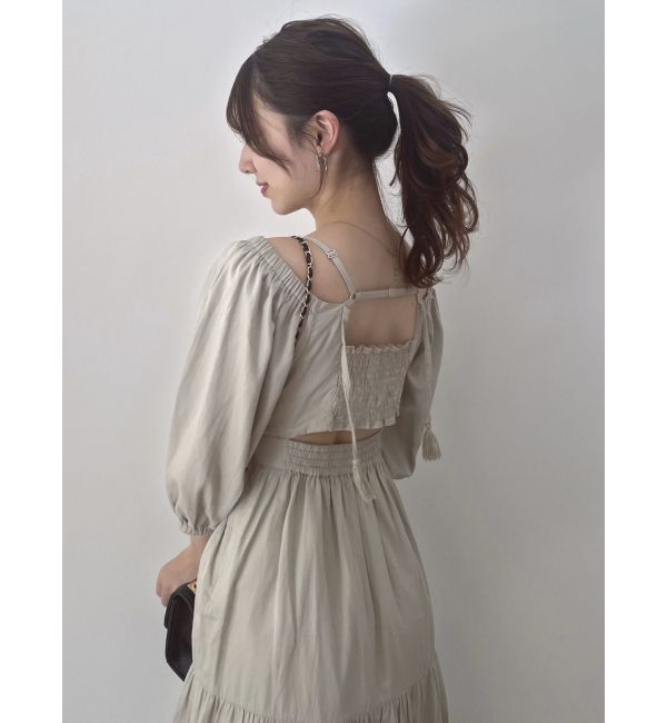 dazzlin「バックオープンボリュームコットンワンピース」|ワンピース|グリーン