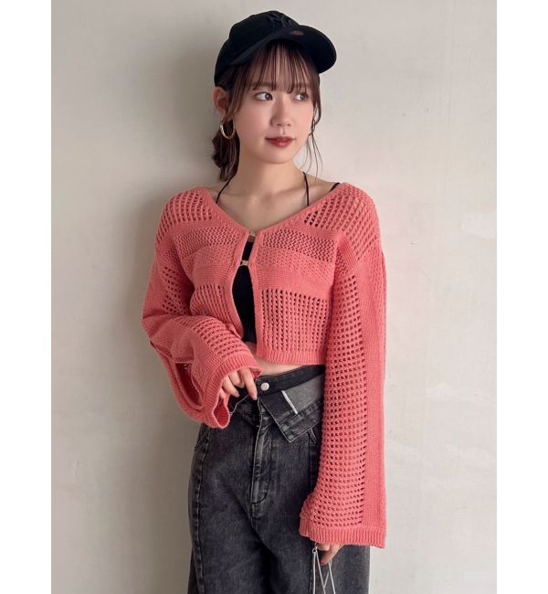 dazzlin「ホックデザインニットカーデ」|カーディガン|ピンク