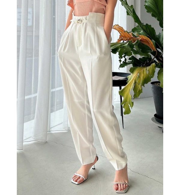 dazzlin「ハイウエストタックテーパードパンツ」|その他|オフホワイト