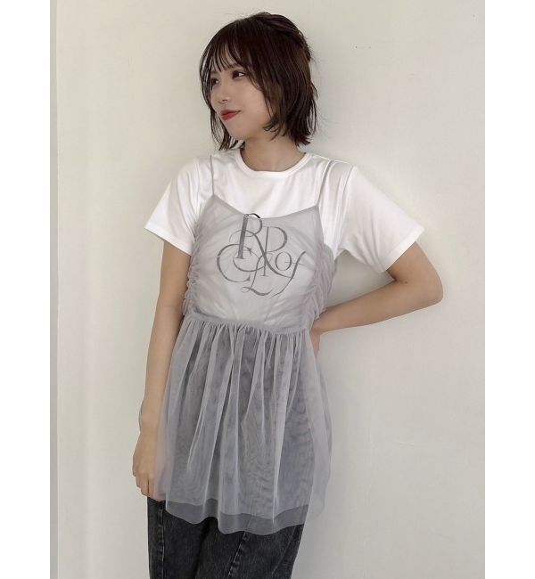 dazzlin「【WEB限定】チュールキャミトップス」|キャミソール|グレー