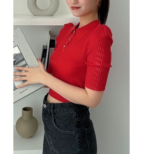 dazzlin「シアーニットポロ」|ニット・セーター|