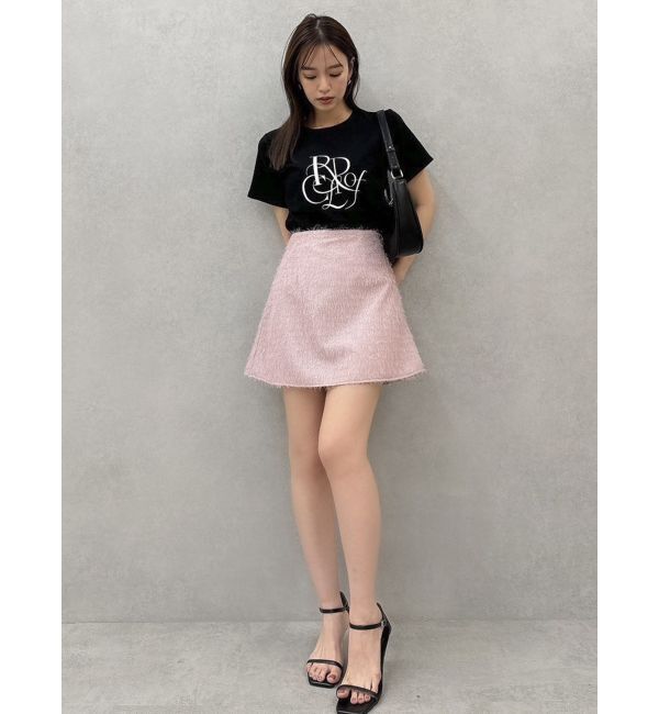 dazzlin「レースアップラメシャギーミニスカート」|スカート|