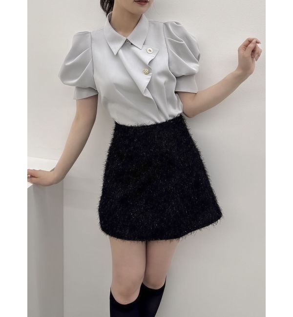 dazzlin「レースアップラメシャギーミニスカート」|スカート|