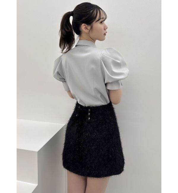 dazzlin「レースアップラメシャギーミニスカート」|スカート|